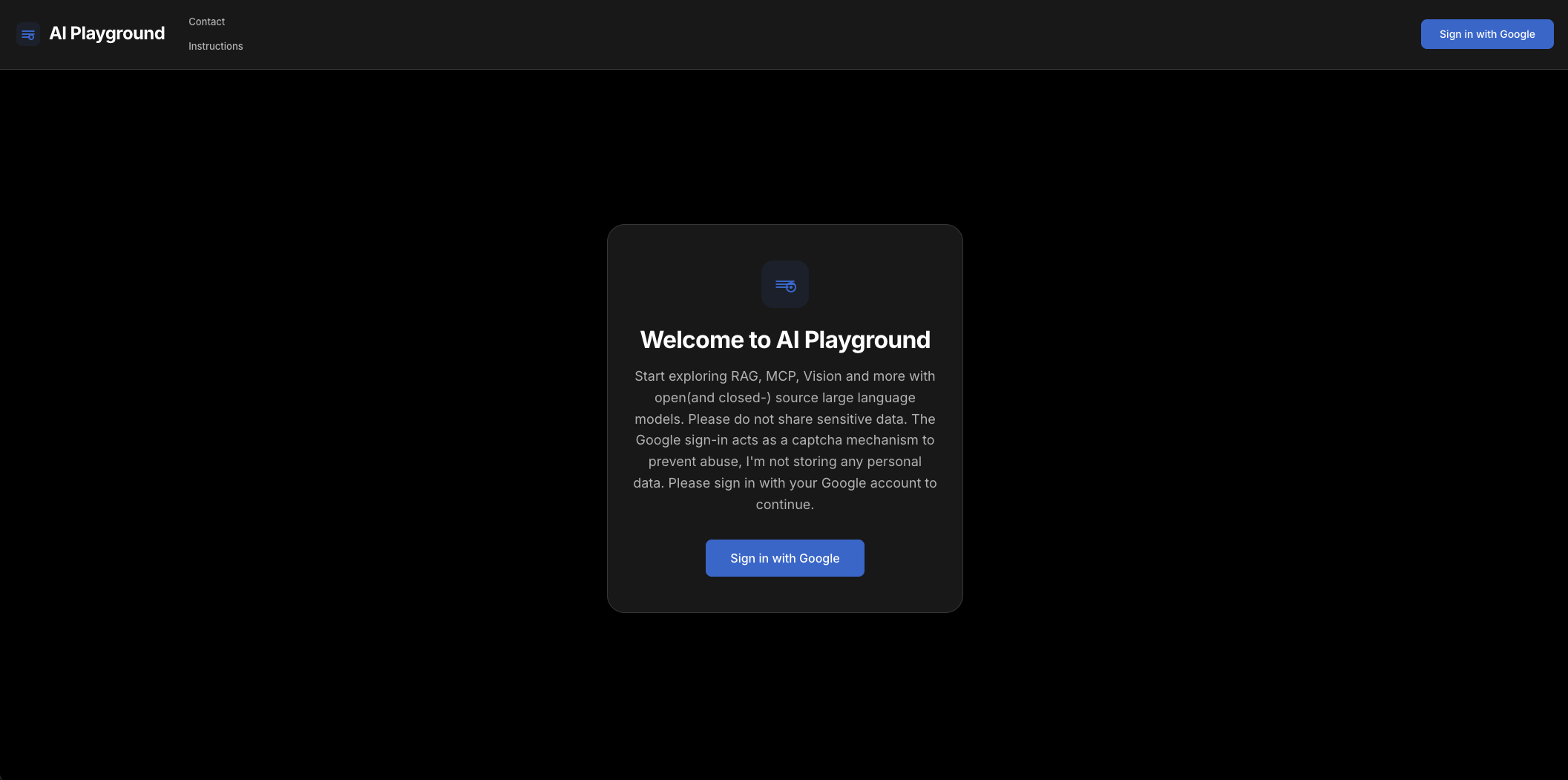 Screenshot placeholder for the AI playground project