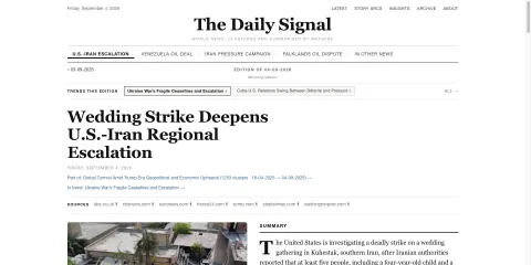 Screenshot of The Daily Signal news clustering site
